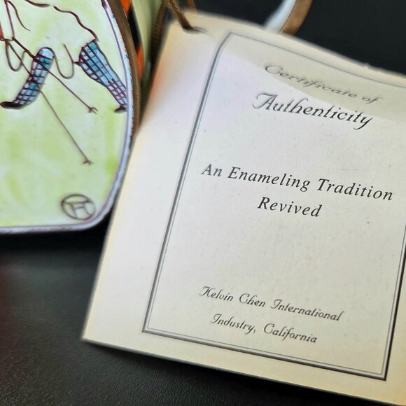 Vintage - Kelvin Chen - Miniature Enameled on Copper Tea Kettle - No.1284 - Picture 9 of 10